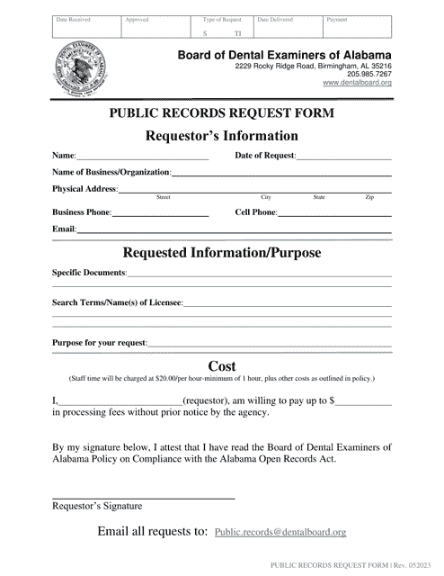 Public Records Request Form - Alabama