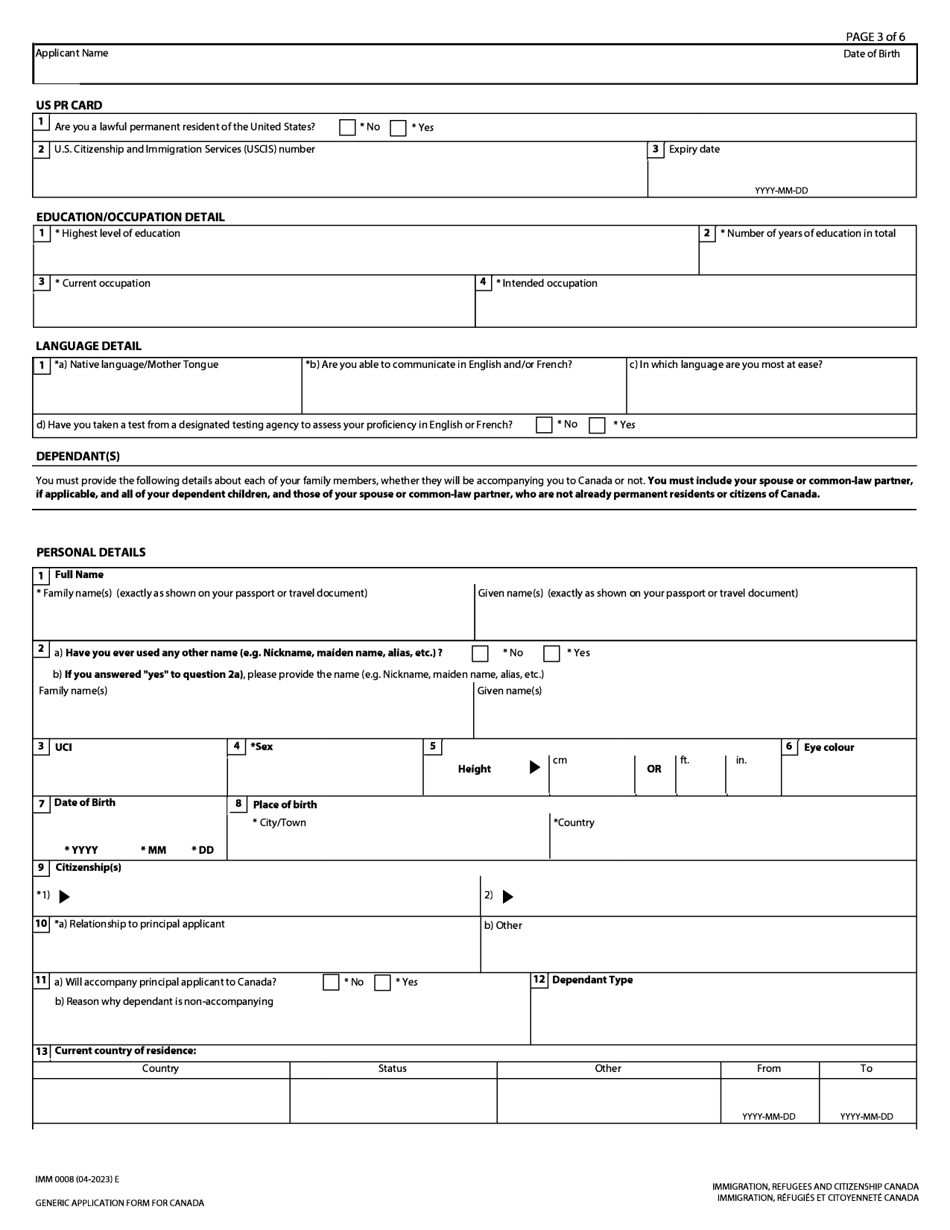 Form IMM0008 Download Fillable PDF or Fill Online Generic Application ...