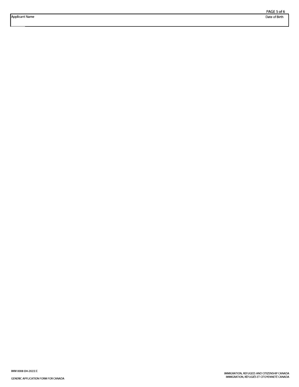 Form IMM0008 Generic Application Form for Canada - Canada, Page 5