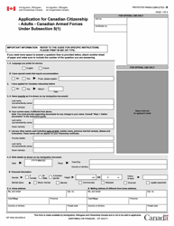Document preview: Form CIT0532 Application for Canadian Citizenship - Adults - Canadian Armed Forces Under Subsection 5(1) - Canada