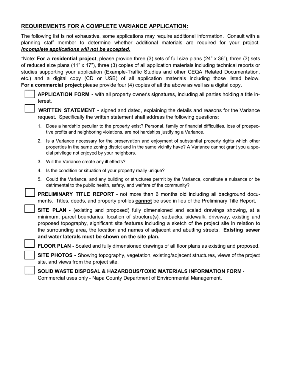 Variance Application - City of St. Helena, California, Page 3