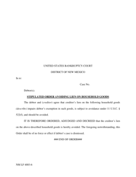 Form NM LF4003-6 Stipulated Order Avoiding Lien on Household Goods - New Mexico