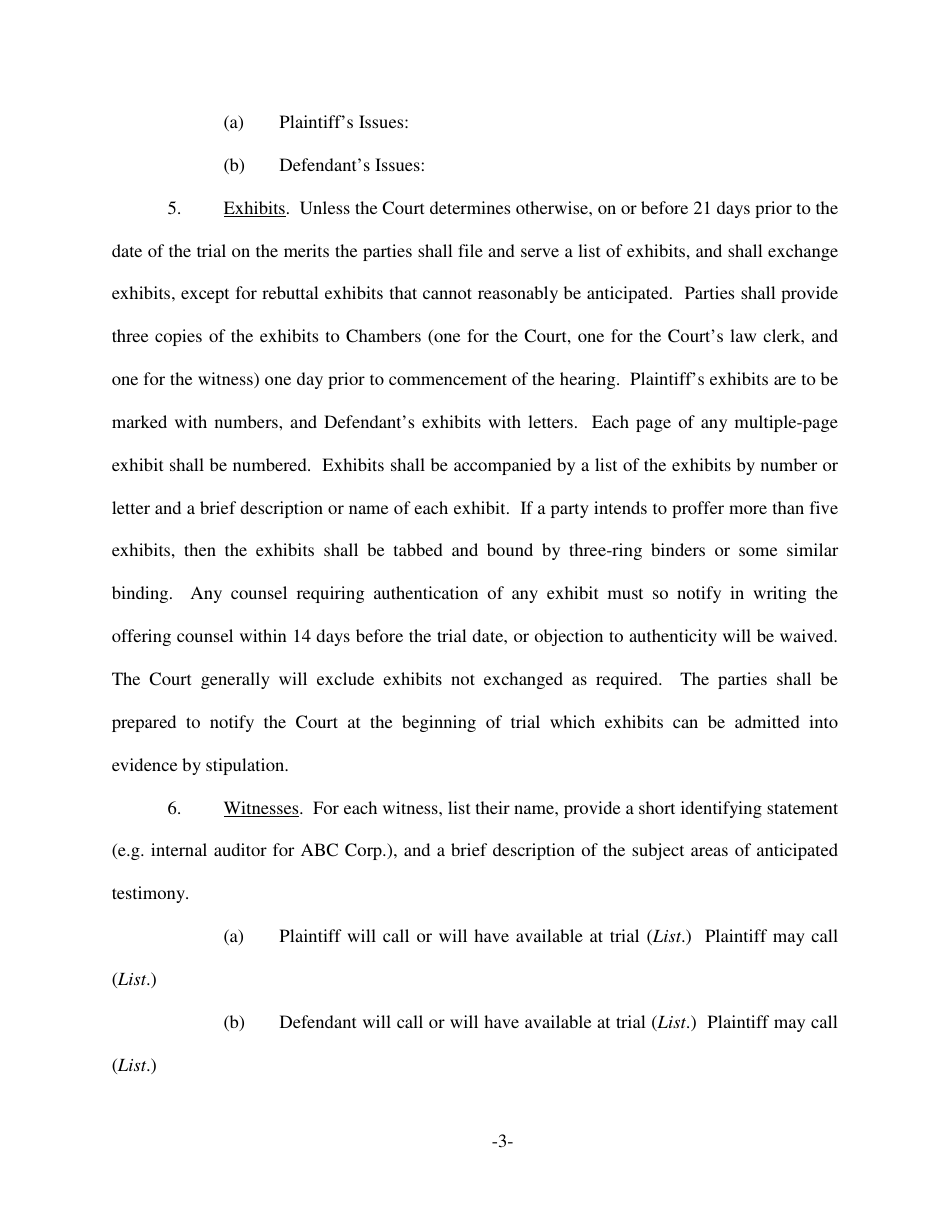 Form NM LF7016-1 Pretrial Order - New Mexico, Page 3