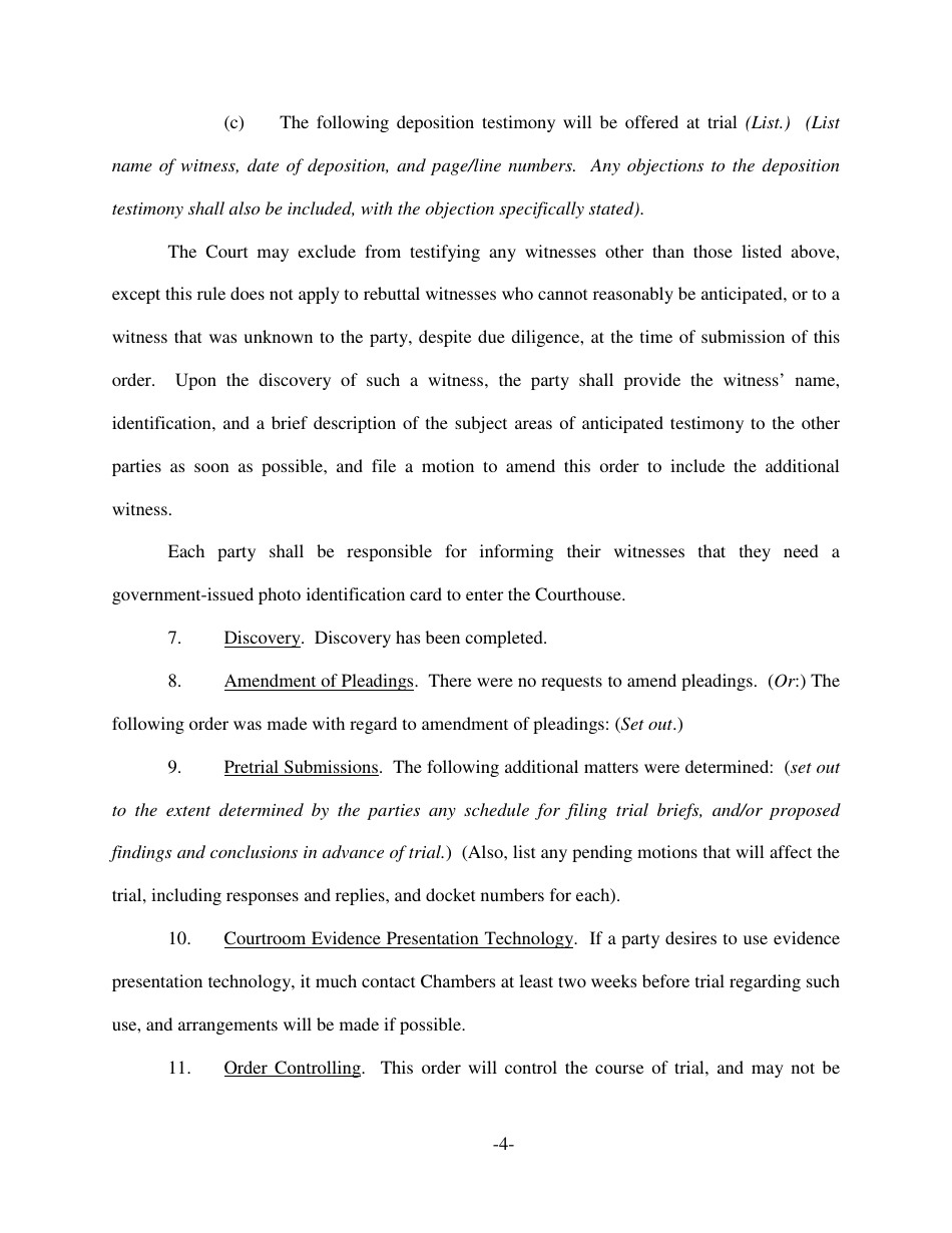 Form NM LF7016-1 Pretrial Order - New Mexico, Page 4
