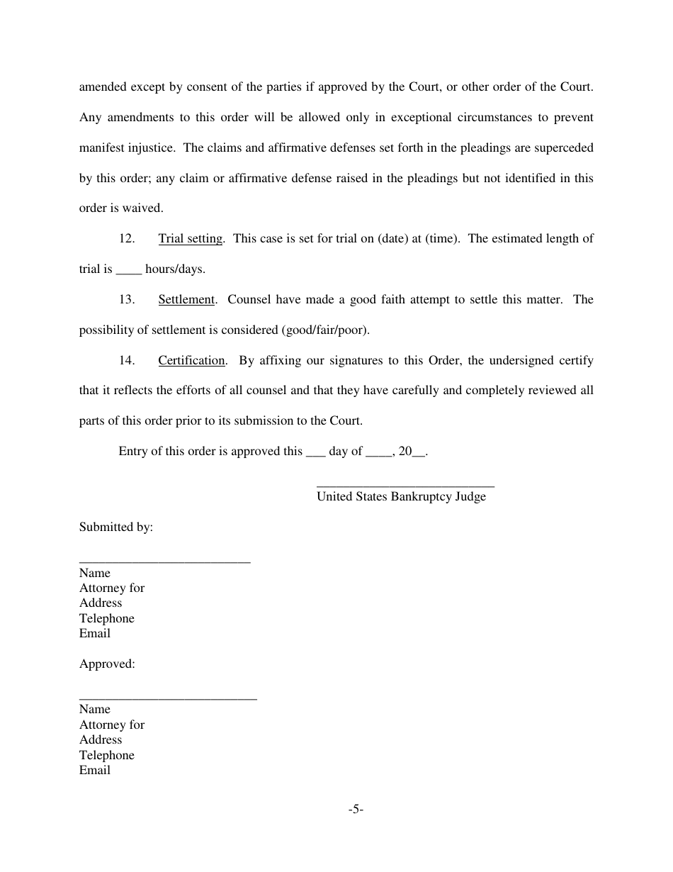Form NM LF7016-1 Pretrial Order - New Mexico, Page 5