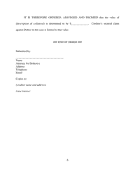Form NM LF3012-2 Order Valuing Collateral of (Creditor) - New Mexico, Page 2