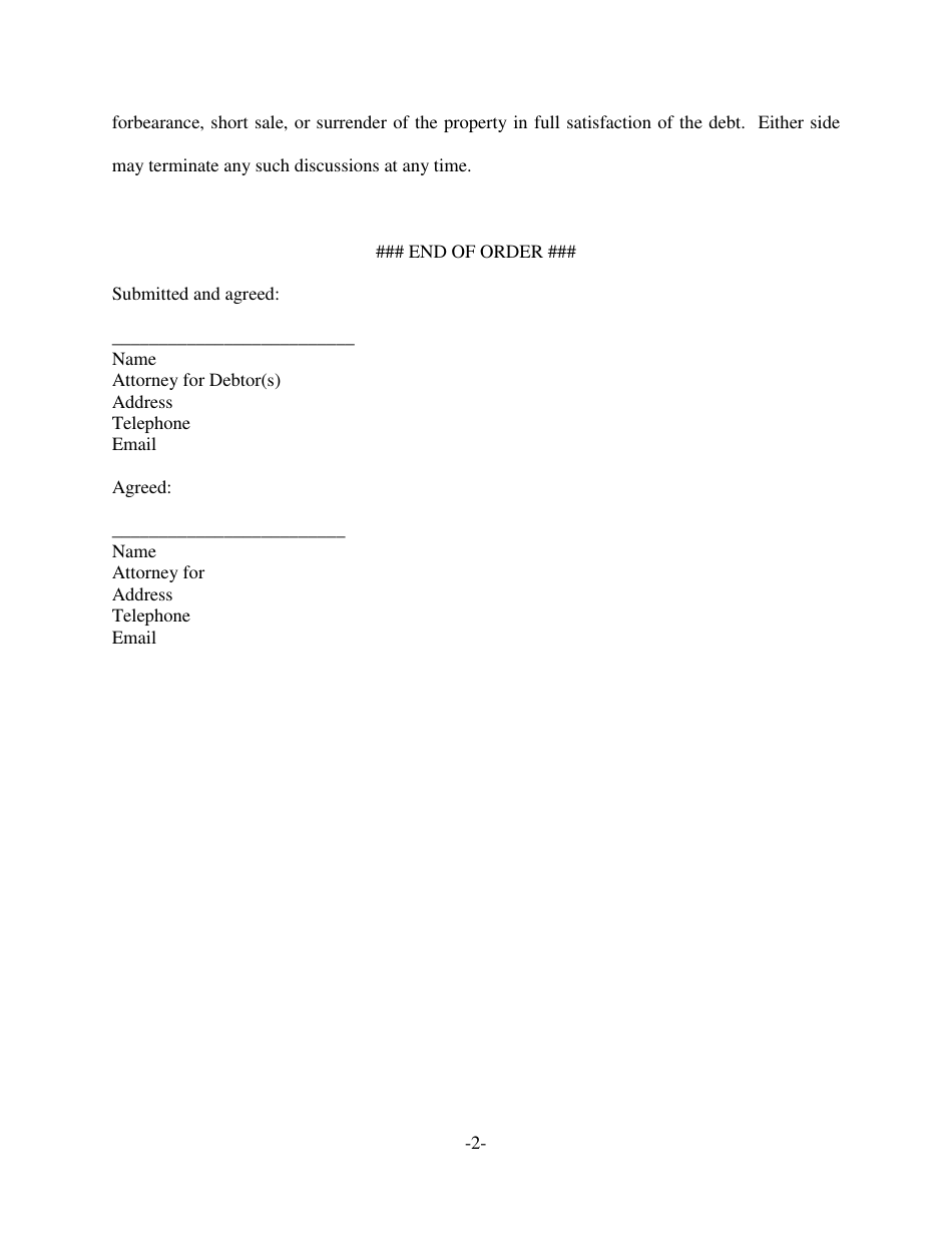 Form NM LF362-1 Stipulated Order Confirming That Discussions Between Debtors and Lender Will Not Violate Automatic Stay - New Mexico, Page 2
