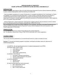 Application for Approval as Instructor in Placing Material Subgingivally - Oregon, Page 2