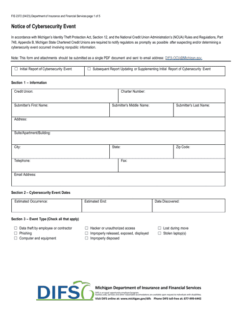 Form FIS2372  Printable Pdf