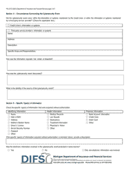 Form FIS2372 Notice of Cybersecurity Event - Michigan, Page 2