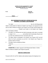 Document preview: Form SLP-LF-02 Self-represented Debtor's Verified Motion for Referral to Student Loan Program - Florida