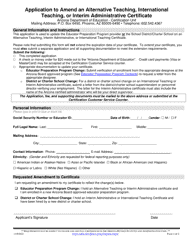 Document preview: Application to Amend an Alternative Teaching, International Teaching, or Interim Administrative Certificate - Arizona