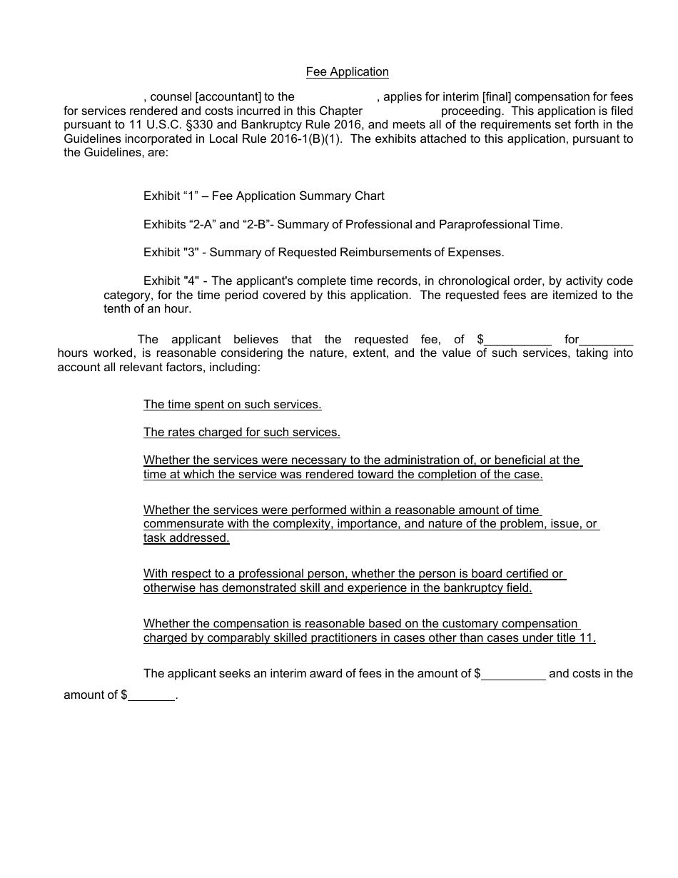 Form LF-89 Summary of [first] Interim (Or Final) Fee Application - Florida, Page 2