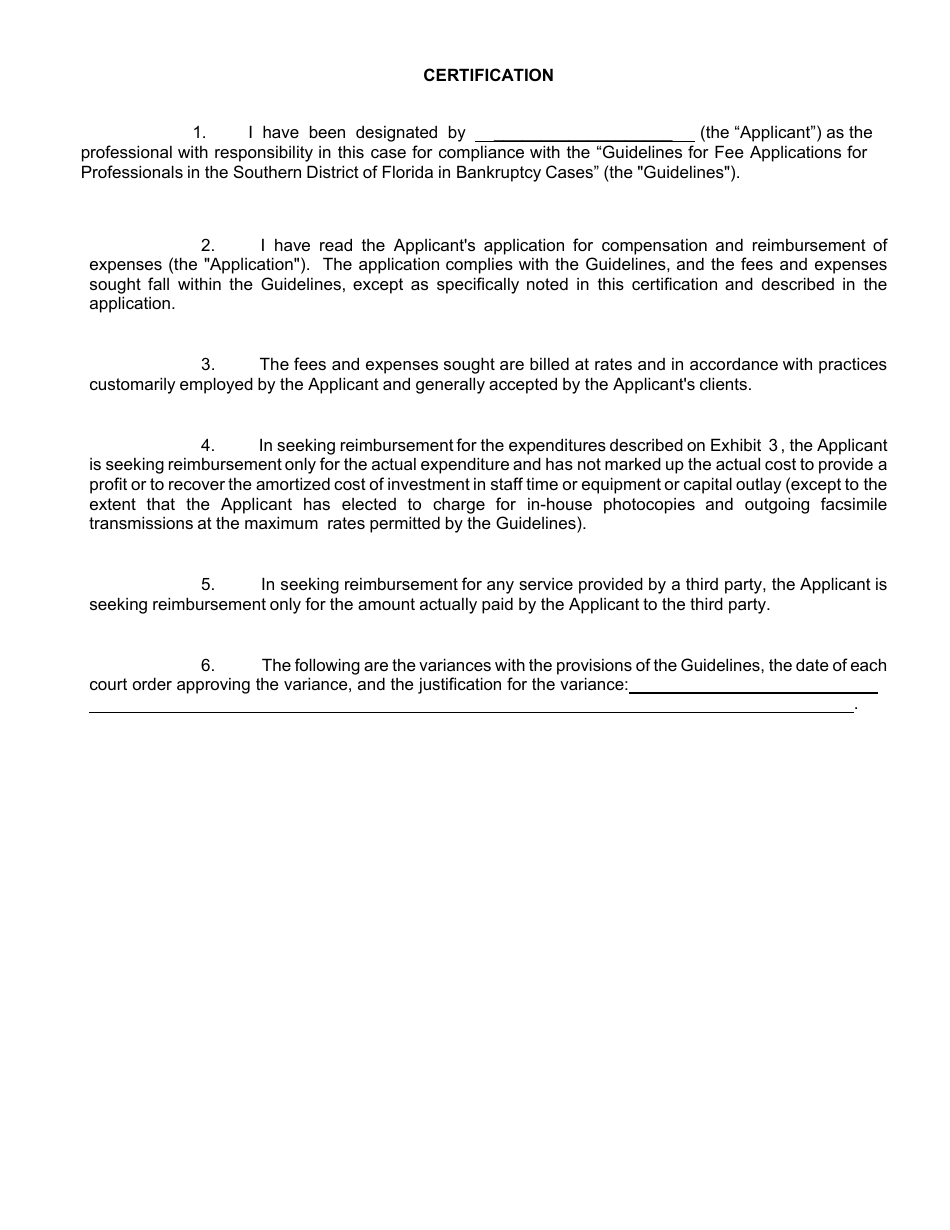 Form LF-89 Summary of [first] Interim (Or Final) Fee Application - Florida, Page 3