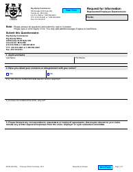 Document preview: Form 0202E Request for Information - Represented Employee Questionnaire - Ontario, Canada
