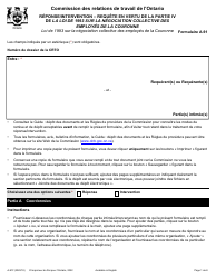 Forme A-91 Reponse/Intervention - Requete En Vertu De La Partie IV De La Loi De 1993 Sur La Negociation Collective DES Employes De La Couronne - Ontario, Canada (French)