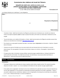 Document preview: Forme A-19 Requete En Vertu De L'article 43 De La Loi (Ordre De Reglement D'une Premiere Convention Collective Par Voie D'arbitrage) - Ontario, Canada (French)