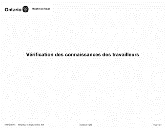 Document preview: Forme 1935F Verification DES Connaissances DES Travailleurs - Ontario, Canada (French)