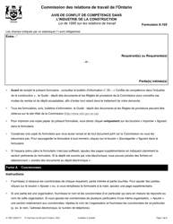 Document preview: Forme A-105 Avis De Conflit De Competence Dans L'industrie De La Construction - Ontario, Canada (French)