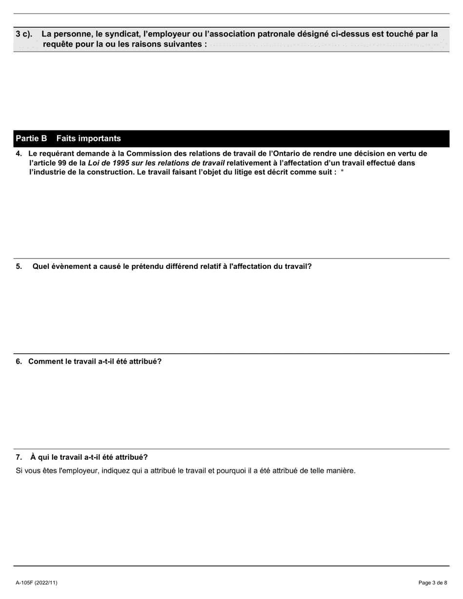 Forme A-105 Avis De Conflit De Competence Dans Lindustrie De La Construction - Ontario, Canada (French), Page 3