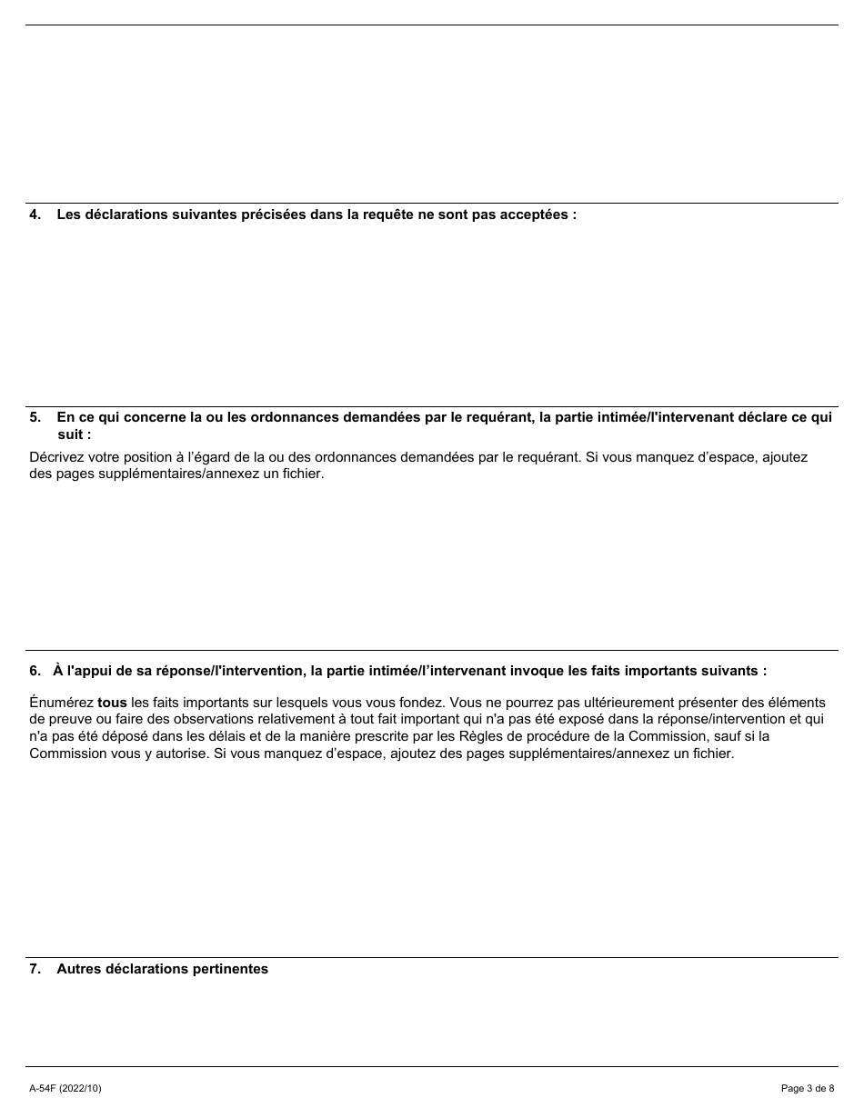 Forme A-54 Reponse / Intervention - Requete En Vertu De Larticle 50 De La Loi (Represailles Illicites) - Ontario, Canada (French), Page 3