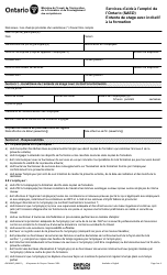 Forme ON00306F Services D&#039;aide a L&#039;emploi De L&#039;ontario (Saeo) Entente De Stage Avec Incitatif a La Formation - Ontario, Canada (French)