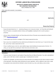 Document preview: Form A-105 Notice of Jurisdictional Dispute in the Construction Industry - Ontario, Canada