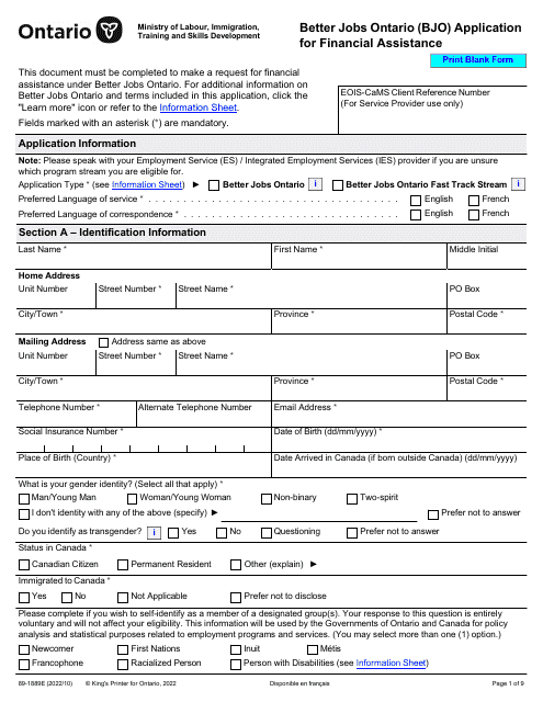 Form 89-1889E  Printable Pdf
