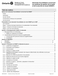 Forme 2028F Demande D&#039;accreditation Concernant Les Systemes De Gestion De La Sante Et De La Securite Au Travail (Sgsst) - Ontario, Canada (French), Page 2