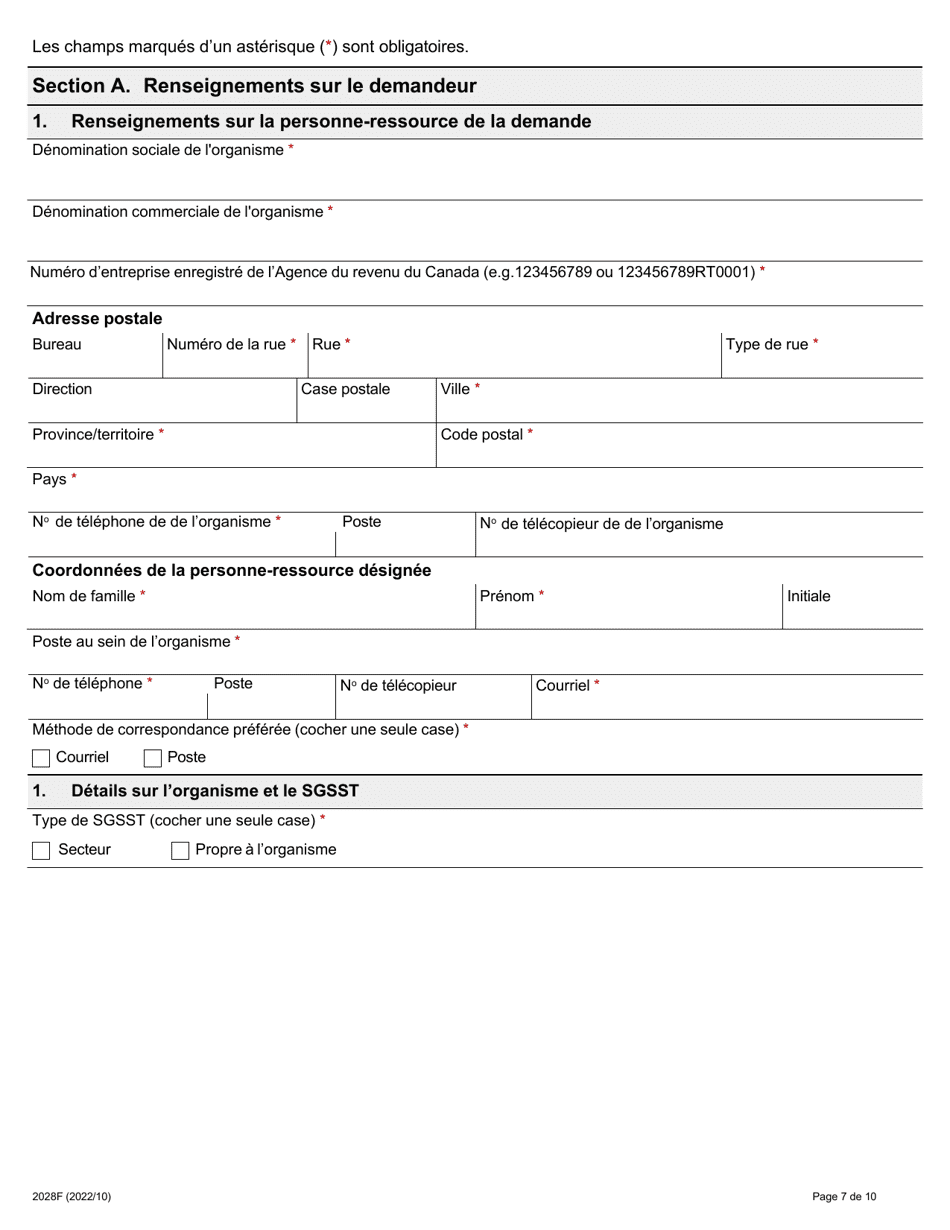 Forme 2028F Demande Daccreditation Concernant Les Systemes De Gestion De La Sante Et De La Securite Au Travail (Sgsst) - Ontario, Canada (French), Page 7