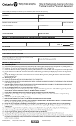 Form ON00306E Ontario Employment Assistance Services Training Incentive Placement Agreement - Ontario, Canada