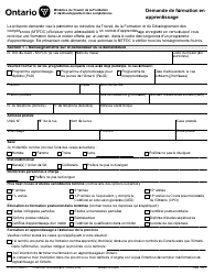 Document preview: Form 12-1661F Demande De Formation En Apprentissage - Ontario, Canada