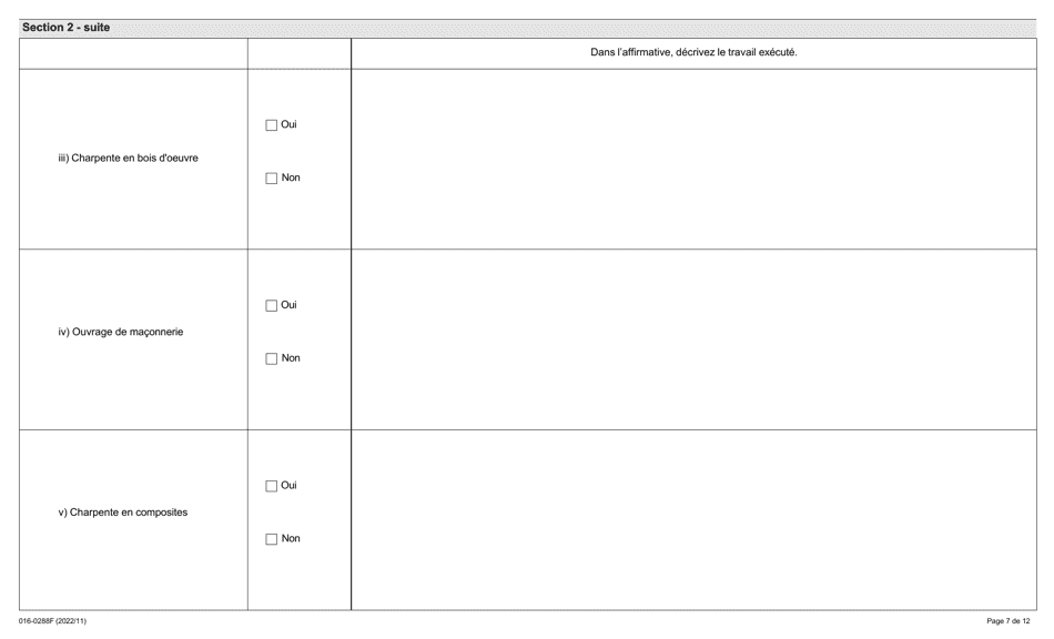 Forme 016-0288F Demande Demploi Inspecteur En Sante Et Securite Au Travail Construction - Ontario, Canada (French), Page 7