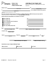 Document preview: Form MOL-ES-060 Certificate of True Copy - Ontario, Canada