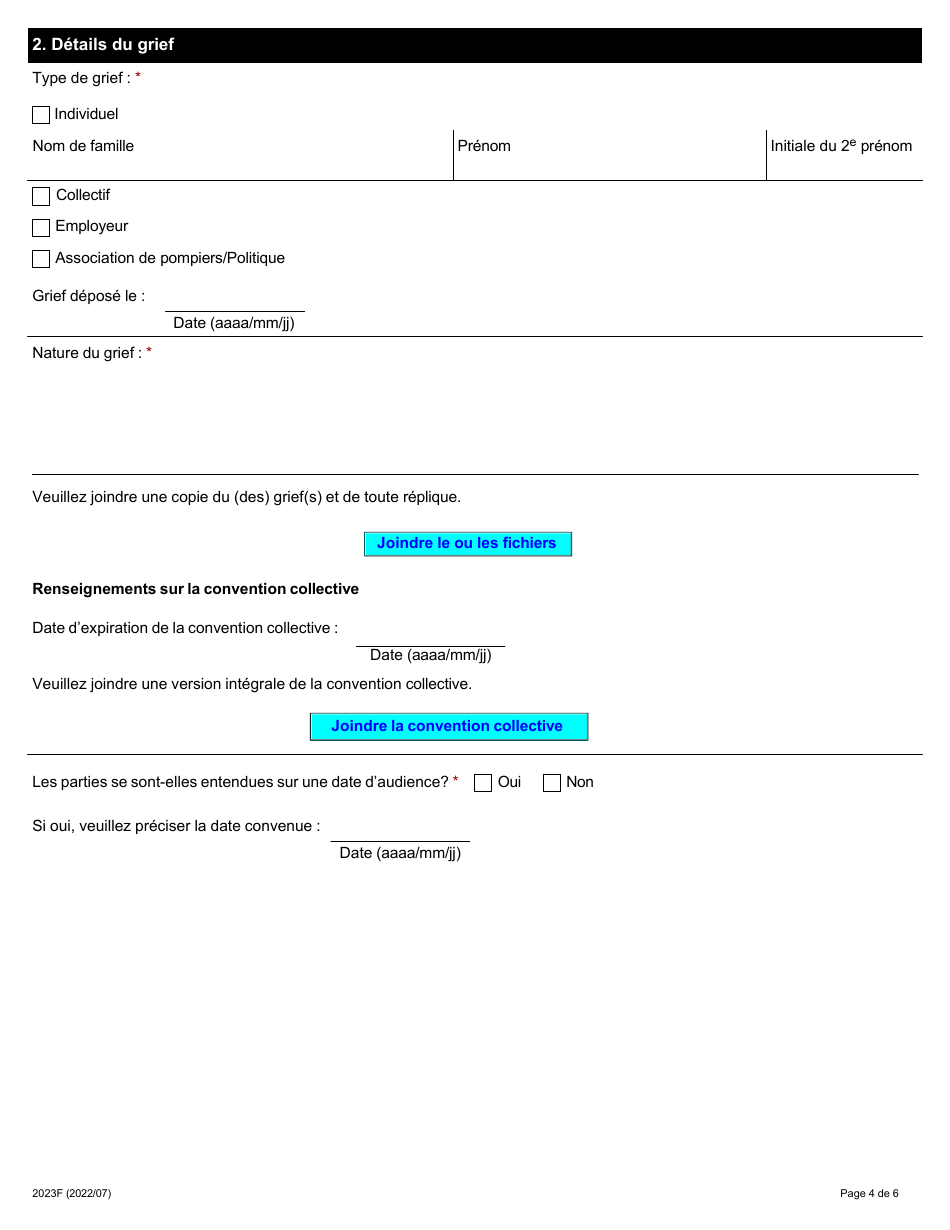 Forme 2023F Demande De Nomination Dun Arbitre Unique - Ontario, Canada (French), Page 4