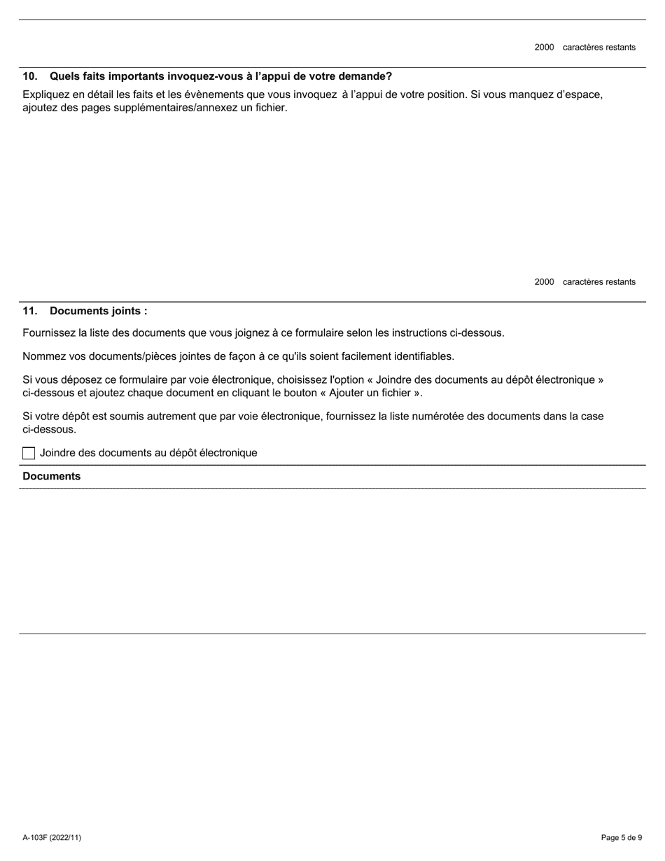 Forme A-103 Requete En Revision - Ontario, Canada (French), Page 5