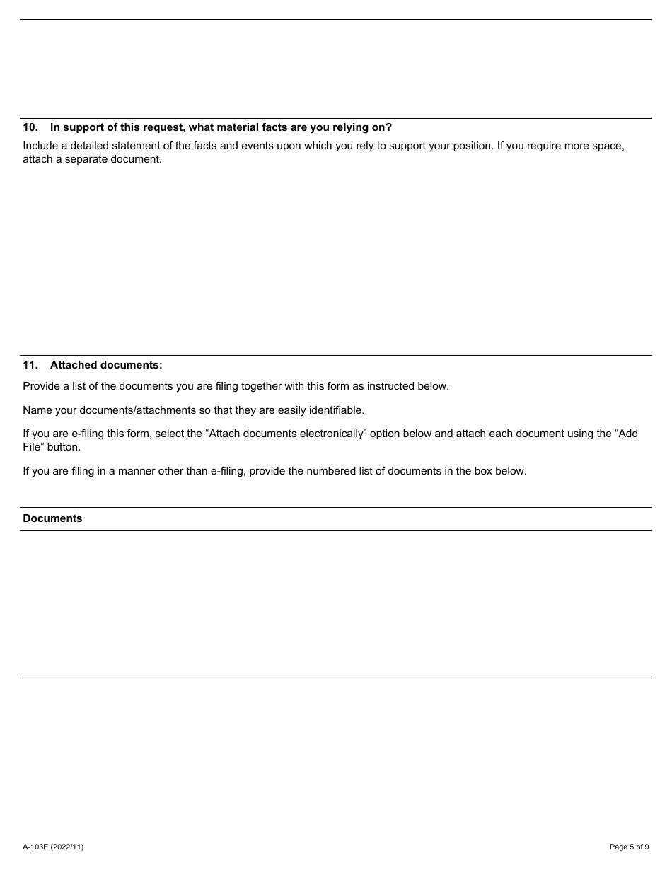 Form A-103 Application for Review - Ontario, Canada, Page 5