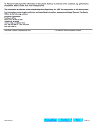 Form 0203E Request for Information - Employee Reprisal Questionnaire - Ontario, Canada, Page 3