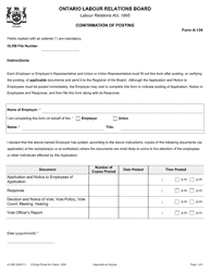 Document preview: Form A-124 Confirmation of Posting - Ontario, Canada