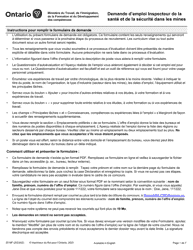 Document preview: Forme 2018 Demande D'emploi Inspecteur De La Sante Et De La Securite Dans Les Mines - Ontario, Canada (French)