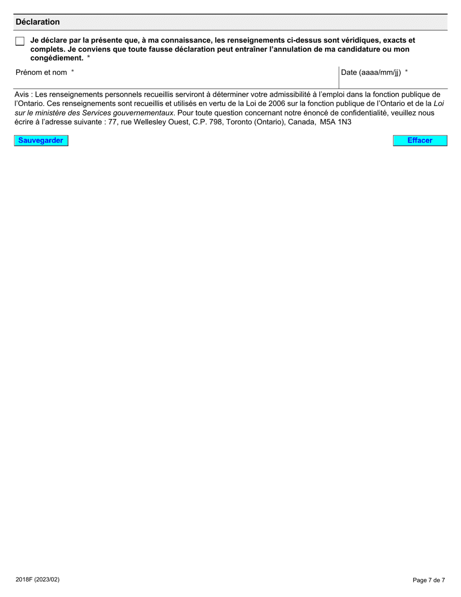 Forme 2018 Demande Demploi Inspecteur De La Sante Et De La Securite Dans Les Mines - Ontario, Canada (French), Page 7