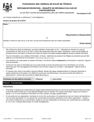 Document preview: Forme A-135 Reponse/Intervention - Requete En Revision D'un Avis De Contravention - Ontario, Canada (French)