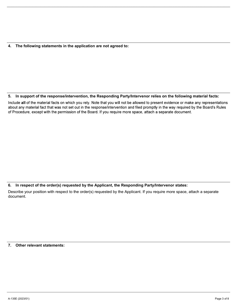 Form A-135 Response / Intervention - Application for Review of a Notice of Contravention - Ontario, Canada, Page 3
