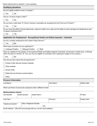 Form 1975E Application for Employment Occupational Health and Safety Inspector - Industrial - Ontario, Canada, Page 2