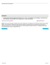 Form 1975E Application for Employment Occupational Health and Safety Inspector - Industrial - Ontario, Canada, Page 6