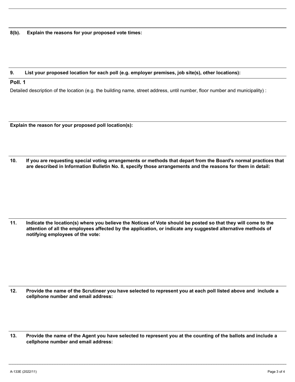 Form A-133 Vote Arrangements in the Construction Industry - Ontario, Canada, Page 3