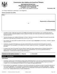 Document preview: Forme A-46 Reponse/Intervention - Requete Relative Au Defaut De Fournir L'etat Financier - Ontario, Canada (French)