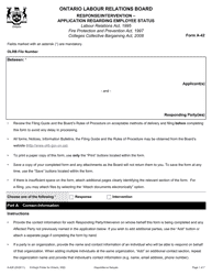 Document preview: Form A-42 Response/Intervention - Application Regarding Employee Status - Ontario, Canada