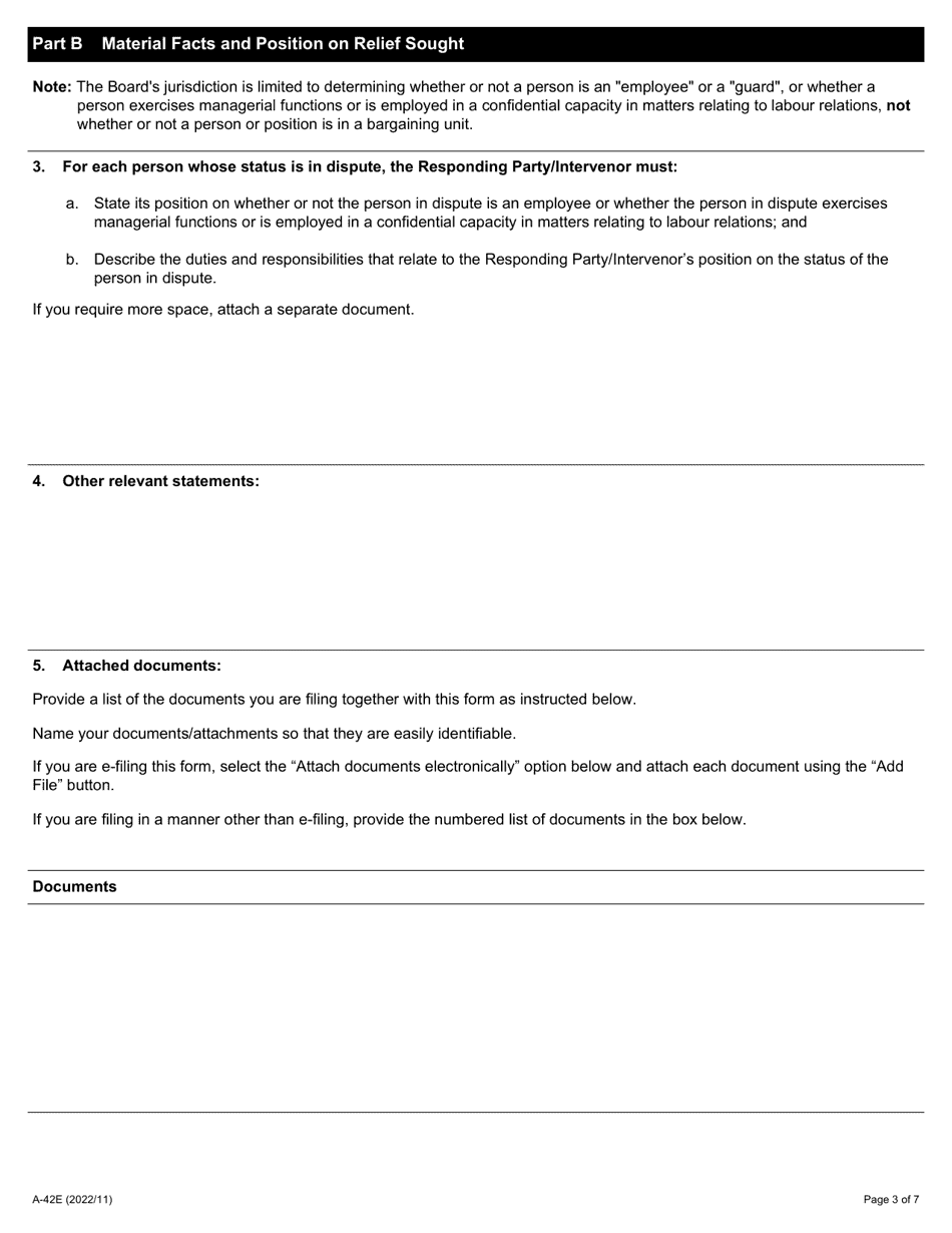 Form A-42 Response / Intervention - Application Regarding Employee Status - Ontario, Canada, Page 3