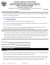 Form A-104 Application Under Sections 112 or 120 of the Esa or Section 23 or 29(6) of the Epfna to Void Settlement as a Result of Fraud or Coercion - Ontario, Canada